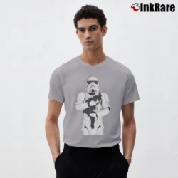 Men’s Stormtrooper Cat Star Wars Parody RE23 V-Neck Tee in sport grey | Sharp, Breathable, Everyday Staple