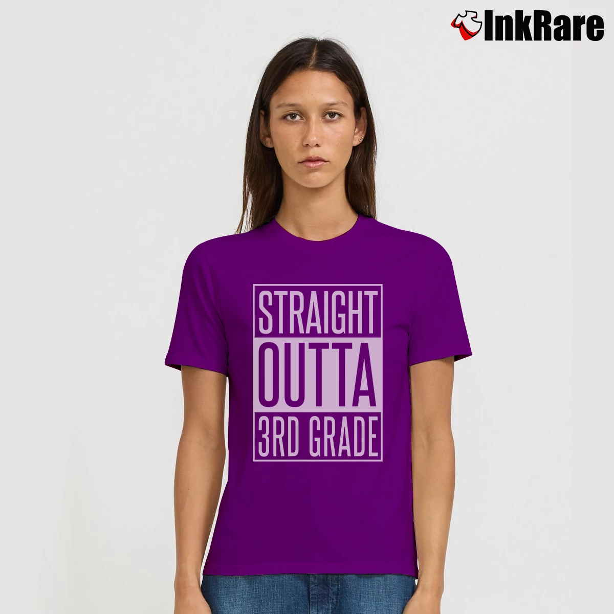 Women’s Straight Outta 3rd Grade Parody Signature T-Shirt in purple | Soft, Flattering Fit