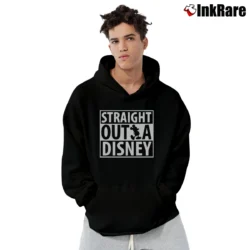 Men’s Straight Outta Disney Mickey Minnie Disneyworld Pullover Hoodie in black | Cozy, Durable, Modern Fit