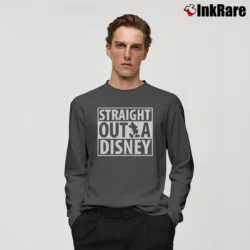 Men’s Straight Outta Disney Mickey Minnie Disneyworld Long-Sleeve Shirt in charcoal | Sleek, Lightweight, Year-Round Wear