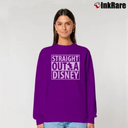 Women’s Straight Outta Disney Mickey Minnie Disneyworld Relaxed Sweatshirt in purple | Soft, Laid-Back Vibe