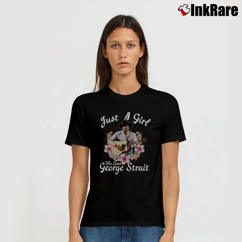 Women’s Strait Just A Girl Who Loves George Floral Signature T-Shirt in black | Soft, Flattering Fit