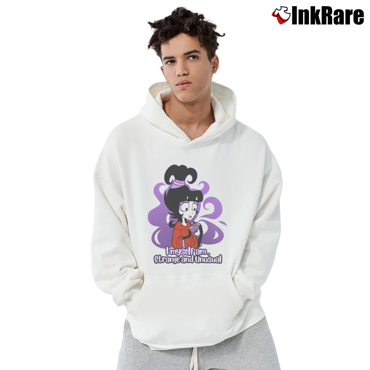 Strange And Unusual Beetlejuice Men’s Pullover Hoodie in white – Ultimate Warmth Men’s Strange And Unusual Beetlejuice Pullover Hoodie in white | Cozy, Durable, Modern Fit