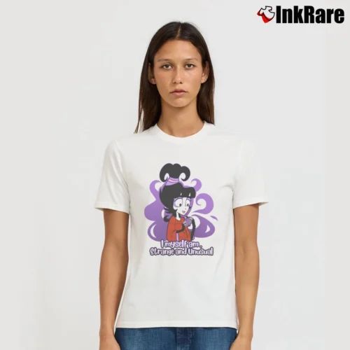 Strange And Unusual Beetlejuice Women’s Tee in white – Effortless Style Women’s Strange And Unusual Beetlejuice T-Shirt in white | Soft, Flattering Fit