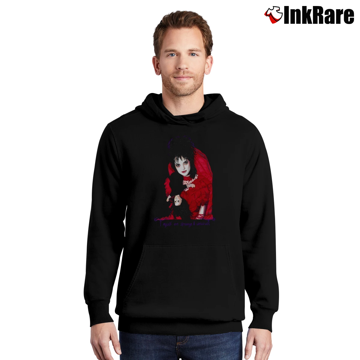 Strange And Unusual Beetlejuice Winona Ryder Men’s Pullover Hoodie in black – Ultimate Warmth Men’s Strange And Unusual Beetlejuice Winona Ryder Pullover Hoodie in black | Cozy, Durable, Modern Fit