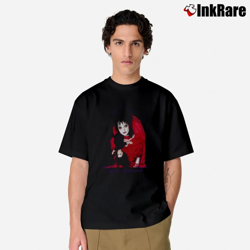 Men’s Strange And Unusual Beetlejuice Winona Ryder Classic T-Shirt in black | Soft, Breathable Everyday Wear