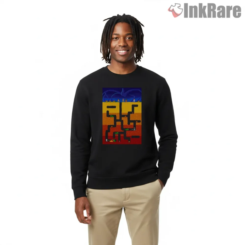 Stranger Dig Dug Retro Arcade Mashup Shirt on graphic shirt for men graphic tee