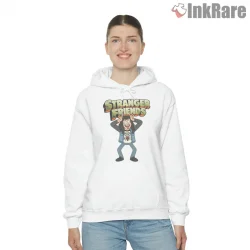 Stranger Friends Eddie Munson Cartoon Tribute Shirt on white hoodie for women graphic tee