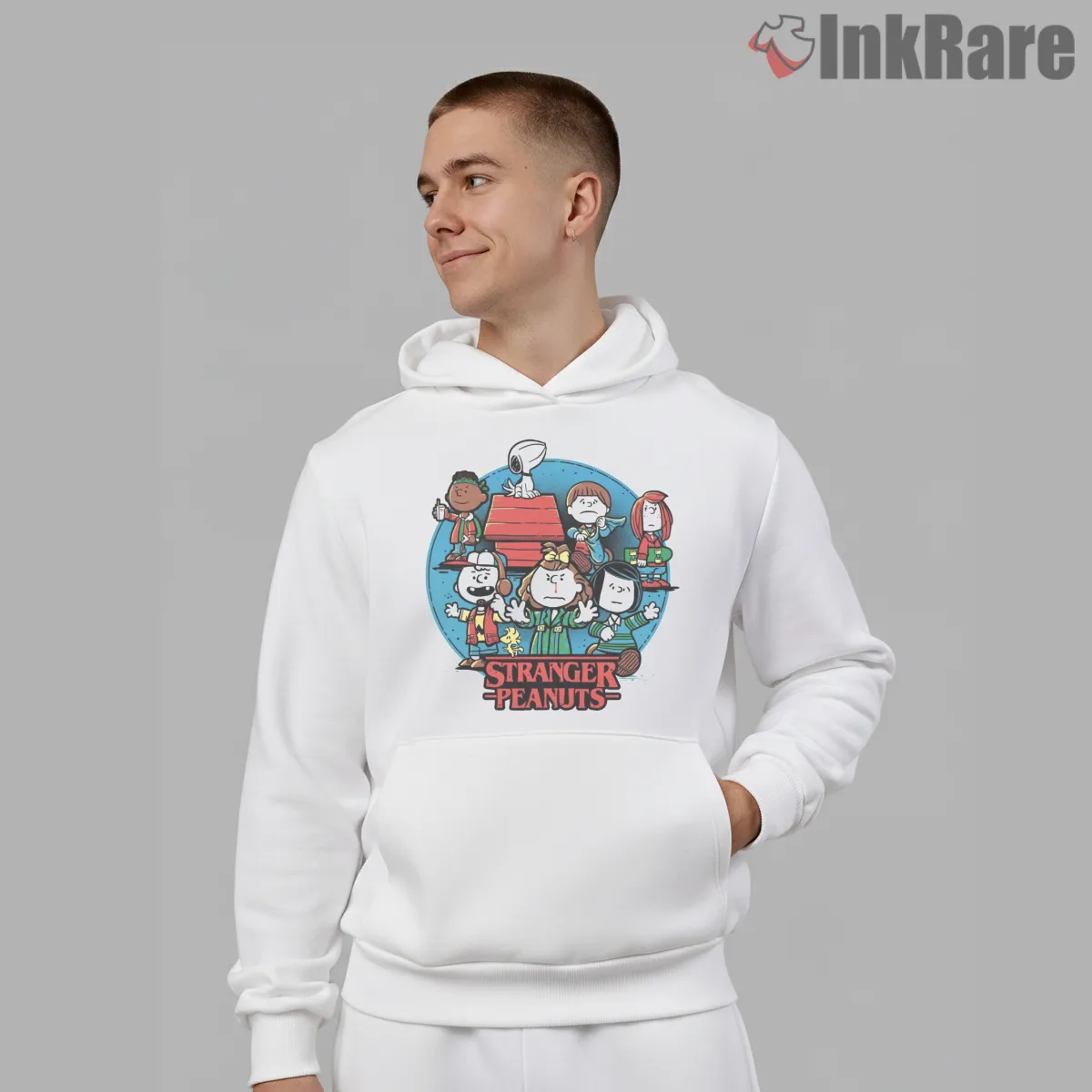 Stranger Peanuts Retro Parody Hoodie White Stranger Peanuts Retro Parody Shirt on white hoodie for men graphic tee