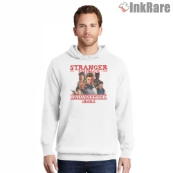 Stranger Things Babysitters Club Retro Poster Shirt on white hoodie for men graphic tee