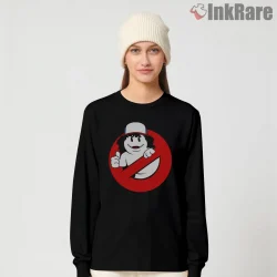 Stranger Things Dustin Ghostbusters Parody Crossover Shirt on black long sleeve shirt for women graphic tee