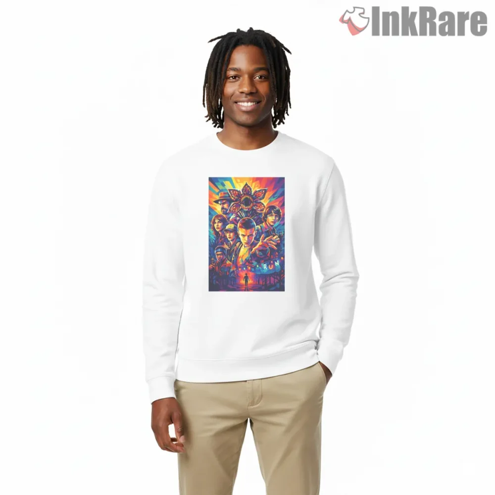 Stranger Things Neon Pop Art Character Collage Shirt on graphic shirt for men graphic tee