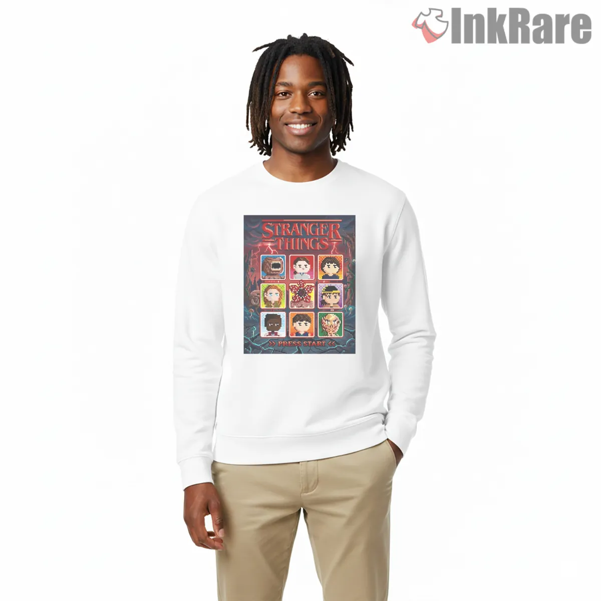 Stranger Things Pixel Character Select Retro Game Shirt on graphic shirt for men graphic tee