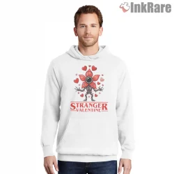 Stranger Valentine Demogorgon Love Shirt on white hoodie for men graphic tee