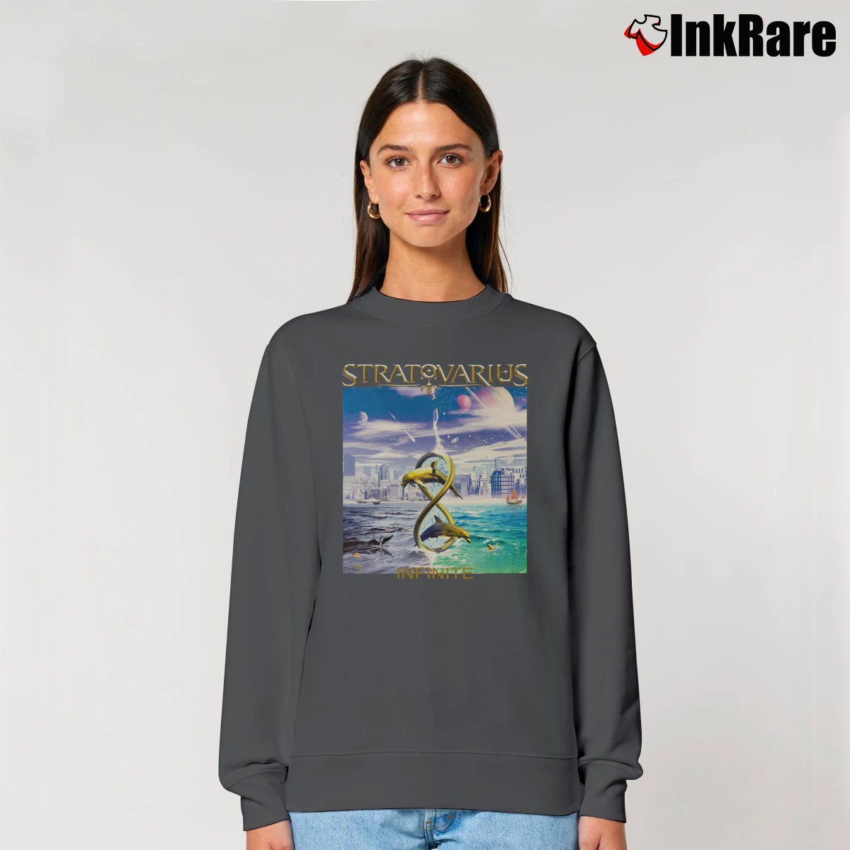 Women’s Stratovarius Infinite Power Metal Tour Relaxed Sweatshirt in charcoal | Soft, Laid-Back Vibe