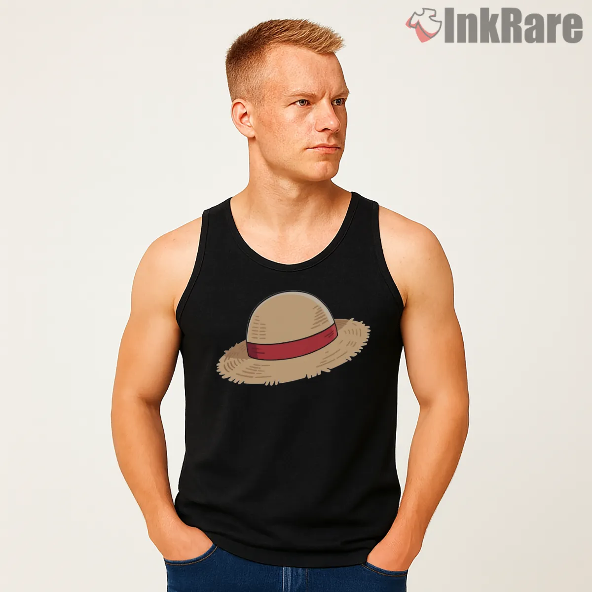 Straw Hat Pirate Legacy Symbol Anime Tank Top Black Straw Hat Pirate Legacy Symbol Anime Shirt on black tank top for men graphic tee