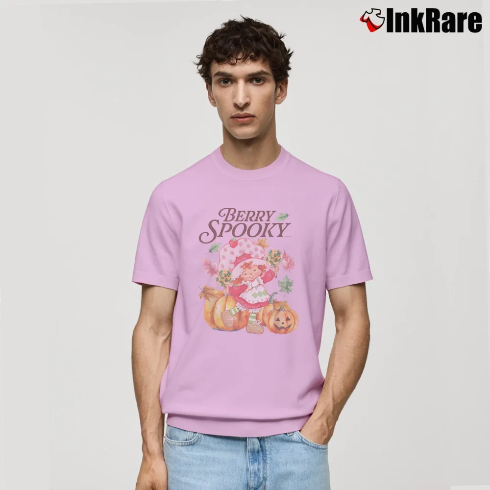 Men’s Strawberry Shortcake Berry Spooky Halloween Pumpkins Classic T-Shirt in light pink | Soft, Breathable Everyday Wear