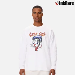 Men’s Stray Cat Band 80s Music Concert Long-Sleeve Shirt in white | Sleek, Lightweight, Year-Round Wear