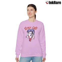 Women’s Stray Cat Band 80s Music Concert Relaxed Sweatshirt in light pink | Soft, Laid-Back Vibe