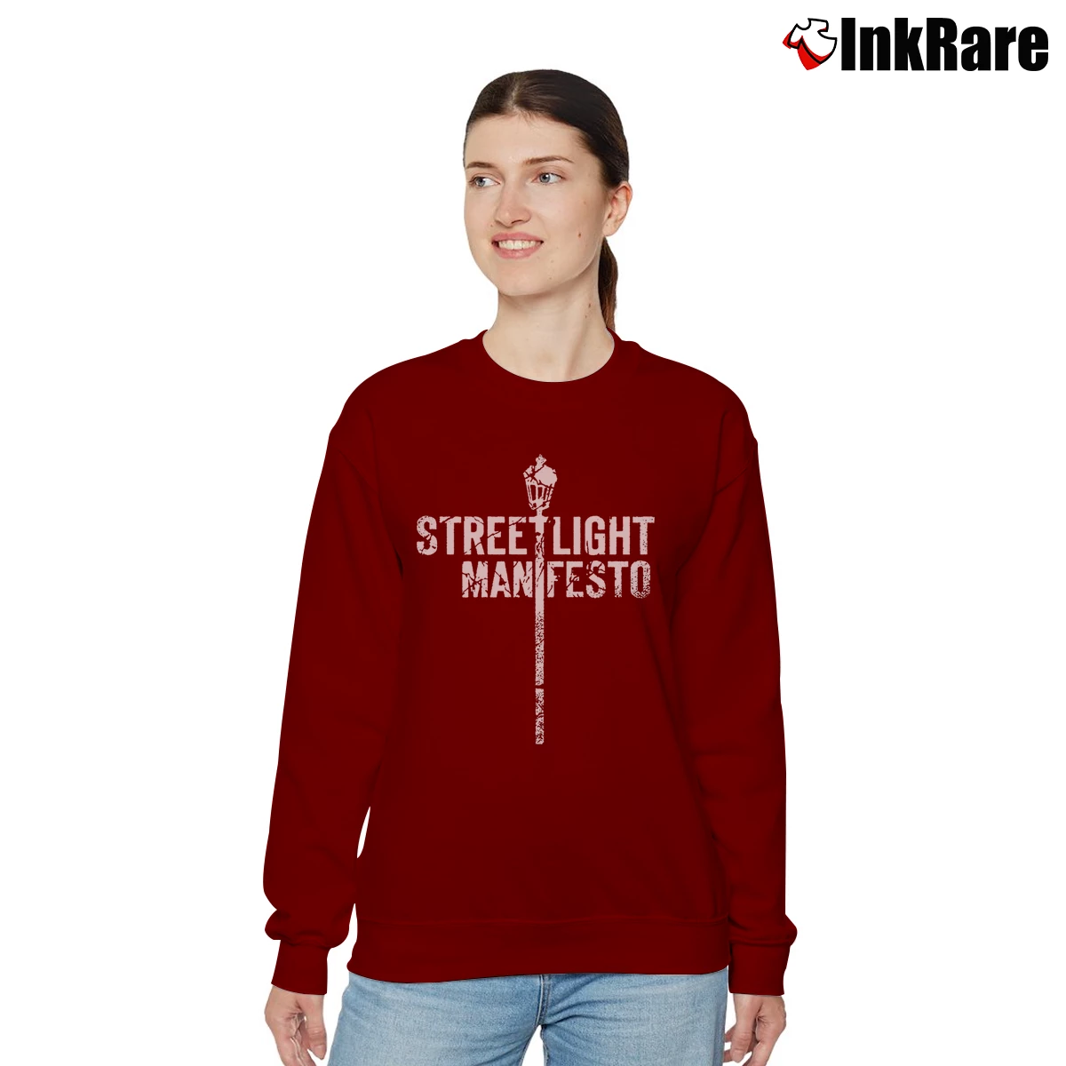 Women’s Streetlight Manifesto Distressed Streetlight Relaxed Sweatshirt in maroon | Soft, Laid-Back Vibe
