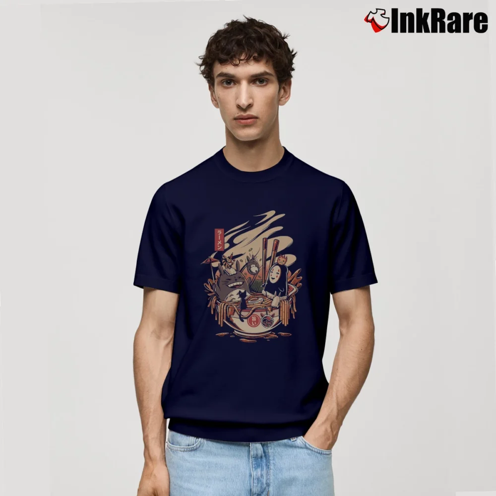 Men’s Studio Ghibli Ramen Pool Party Anime Classic T-Shirt in navy | Soft, Breathable Everyday Wear