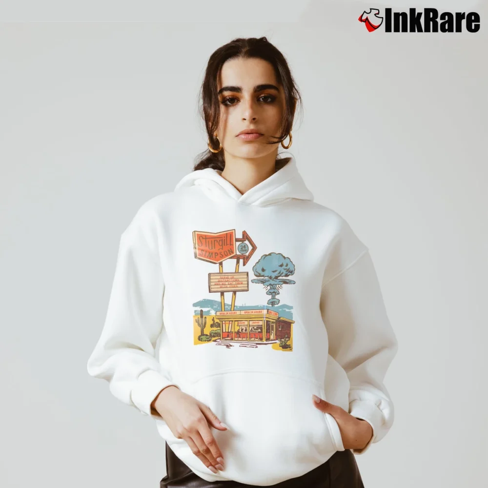 Women’s sturgill simpson cafe 24 hours alt country graphic Cozy Hoodie in white | Warm, Structured, Stylish