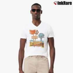 Men’s sturgill simpson cafe 24 hours alt country graphic V-Neck Tee in white | Sharp, Breathable, Everyday Staple