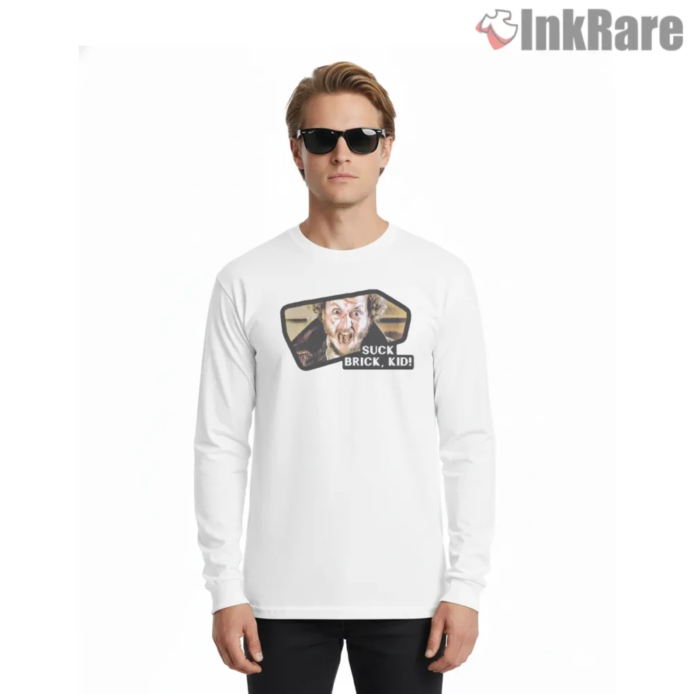 Suck Brick Kid Marv Home Alone Quote Shirt on white long sleeve shirt for men graphic tee