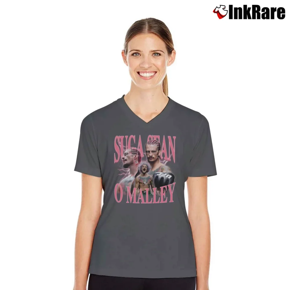Women’s Suga Sean O'Malley for UFC and MMA Fans V-Neck Tee in charcoal | Chic Neckline, Soft Texture