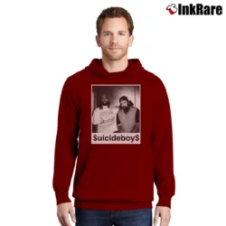 Men’s Suicideboys Us Vs Them Pullover Hoodie in maroon | Cozy, Durable, Modern Fit