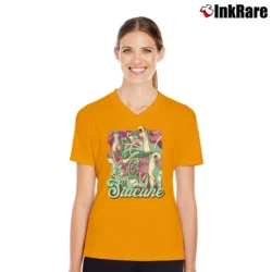 Women’s Suicune Pokemon Retro Custom Graphic V-Neck Tee in orange | Chic Neckline, Soft Texture