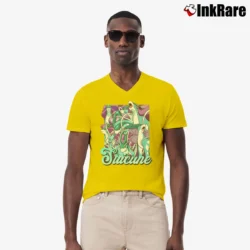 Men’s Suicune Pokemon Retro Custom Graphic V-Neck Tee in yellow | Sharp, Breathable, Everyday Staple