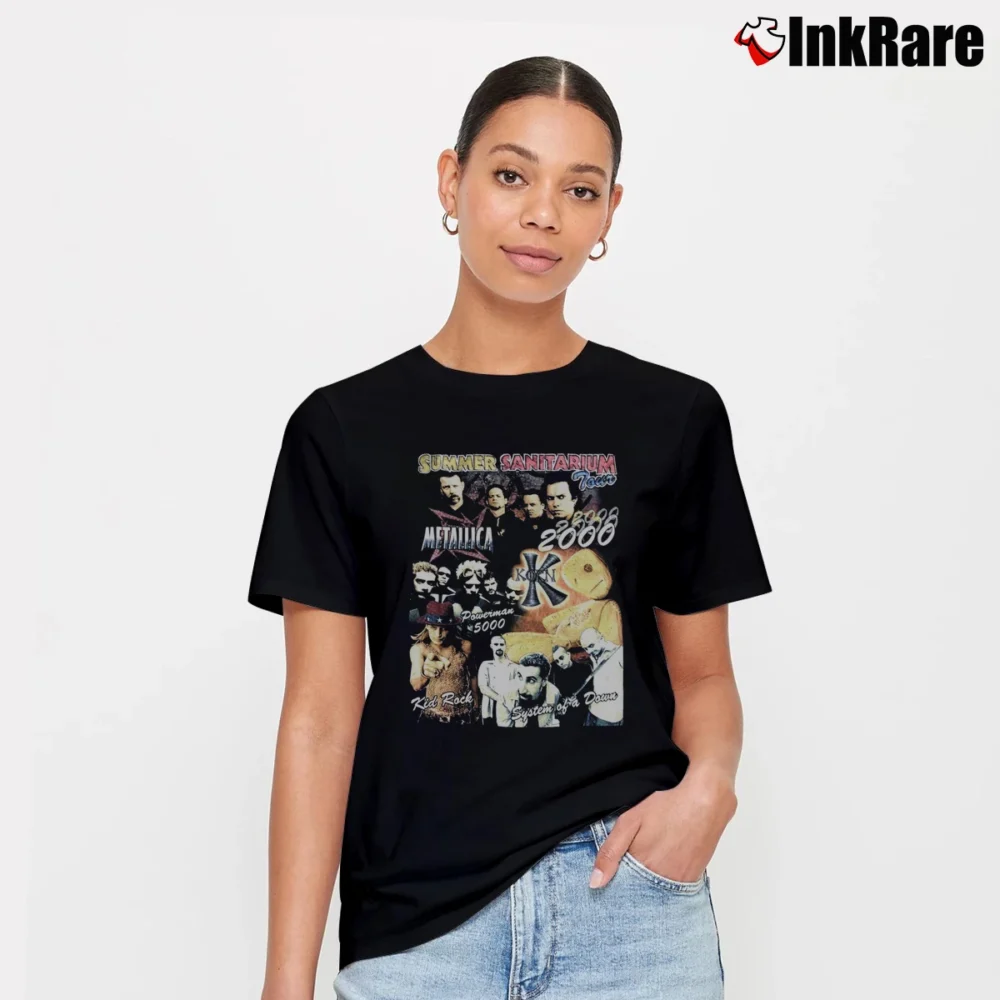 Women’s Summer Sanitarium Rap Double Sided Deadstock Signature T-Shirt in black | Soft, Flattering Fit