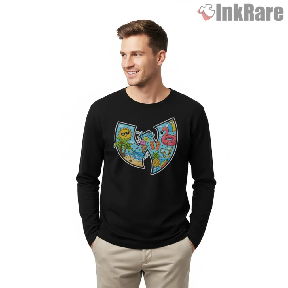 Summer Vacation Wu Tang Holiday Icon Shirt on black long sleeve shirt for men graphic tee