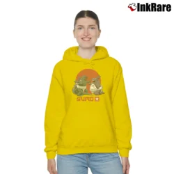 Women’s Sumo Pop Godzilla Totoro Mashup Cozy Hoodie in yellow | Warm, Structured, Stylish