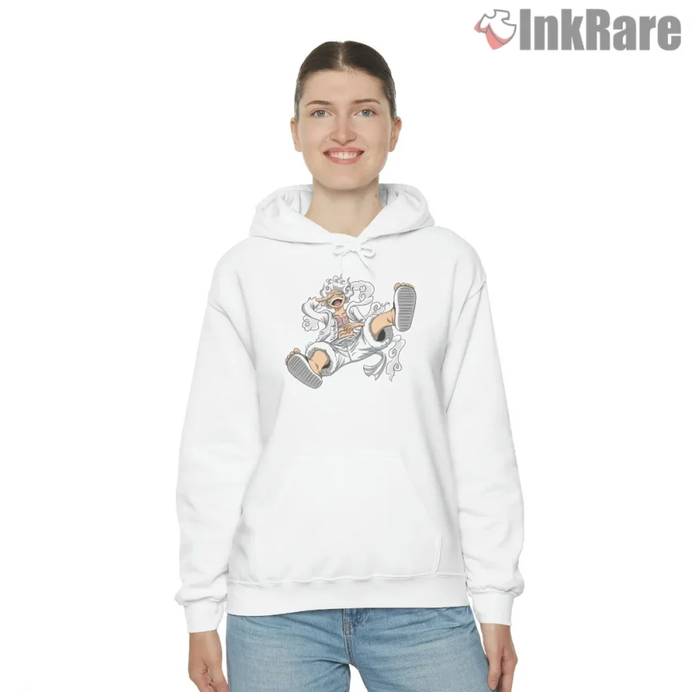 Sun God Nika Luffy Joyful Awakening Anime Shirt on white hoodie for women graphic tee