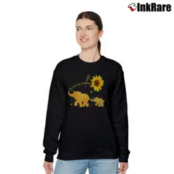 Women’s Sunflower Elephant Autism Sunshine Relaxed Sweatshirt in black | Soft, Laid-Back Vibe