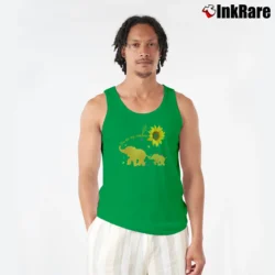 Men’s Sunflower Elephant Autism Sunshine Tank Top in irish green | Breathable, Active-Friendly Design