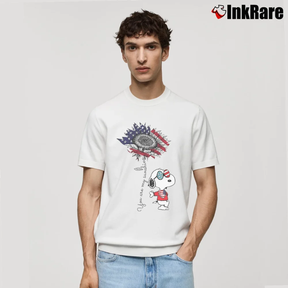 Men’s Sunflower Flag Snoopy You Are My Sunshine Classic T-Shirt in white | Soft, Breathable Everyday Wear