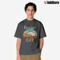 Men’s Sunset Bongo Cat Gamer Meme Classic T-Shirt in charcoal | Soft, Breathable Everyday Wear