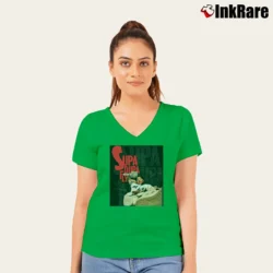 Women’s supa dupa fly missy elliott 90s hip hop album V-Neck Tee in irish green | Chic Neckline, Soft Texture