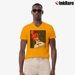 Men’s supa dupa fly missy elliott 90s hip hop album V-Neck Tee in orange | Sharp, Breathable, Everyday Staple