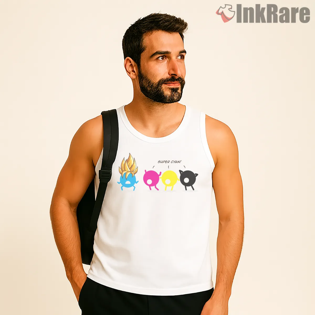 Super Cyan Forms Minimal Icon Tank Top White Super Cyan Forms Minimal Icon Shirt on white tank top for men graphic tee