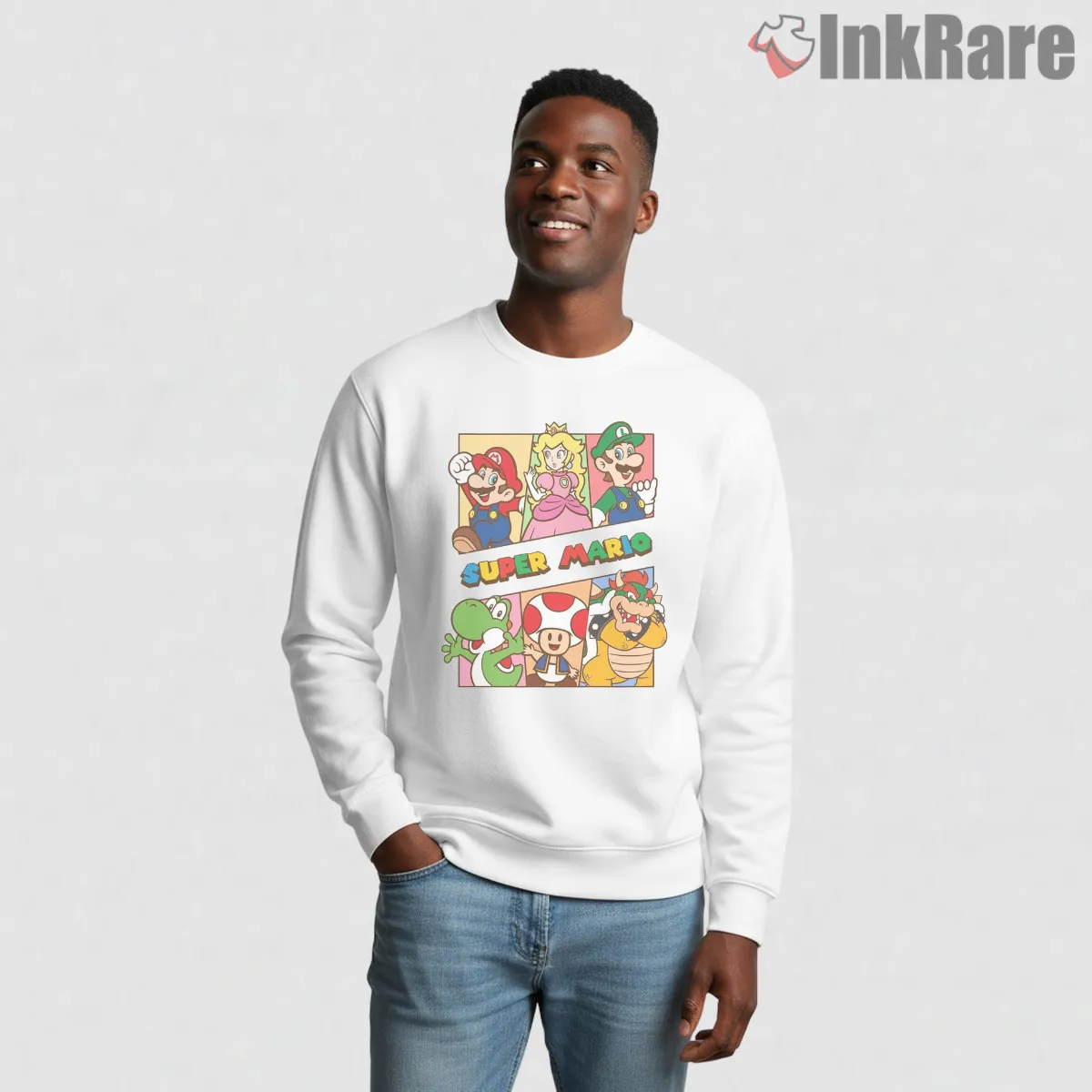 Super Mario All Characters Classic Cartoon Collage Shirt on graphic shirt for men graphic tee