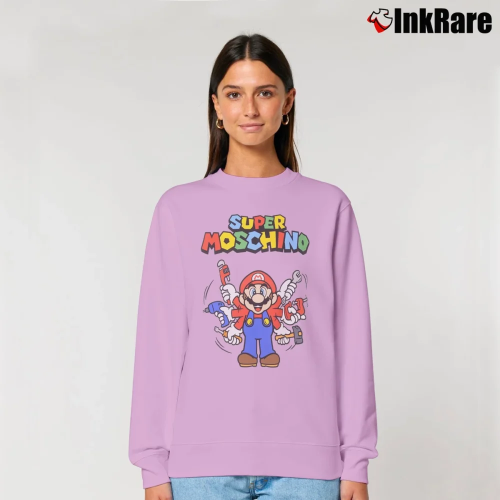 Women’s Super Mario Moschino Designer Relaxed Sweatshirt in light pink | Soft, Laid-Back Vibe
