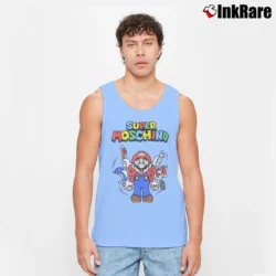 Men’s Super Mario Moschino Designer Tank Top in light blue | Breathable, Active-Friendly Design
