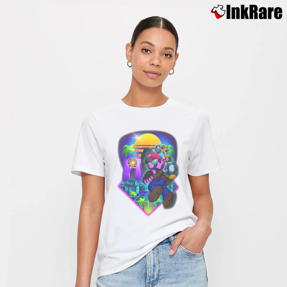 Women’s Super Mario Sunshine Retrowave Signature T-Shirt in white | Soft, Flattering Fit