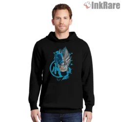 Super Saiyan Blue Goku Electric Aura Shirt on black hoodie for men graphic tee