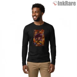 Super Saiyan Four Wild Power Flame Poster Shirt on black long sleeve shirt for men graphic tee