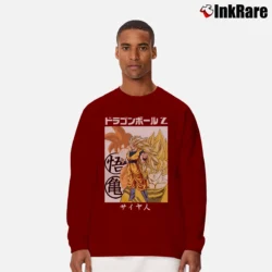 Men’s Super Saiyan Goku Dragon Ball Z Classic Long-Sleeve Shirt in maroon | Sleek, Lightweight, Year-Round Wear